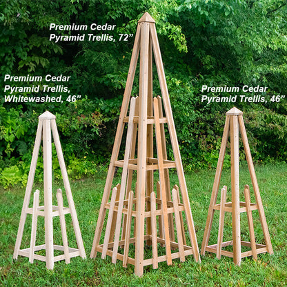 The 'Alabaster Anchor' Pyramid Trellis | Prime Retreat 46" Whitewashed Cedar Garden Obelisk