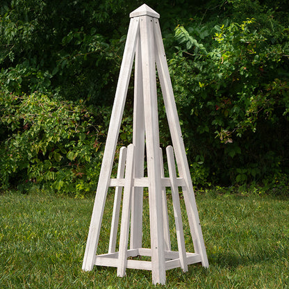 The 'Alabaster Anchor' Pyramid Trellis | Prime Retreat 46" Whitewashed Cedar Garden Obelisk