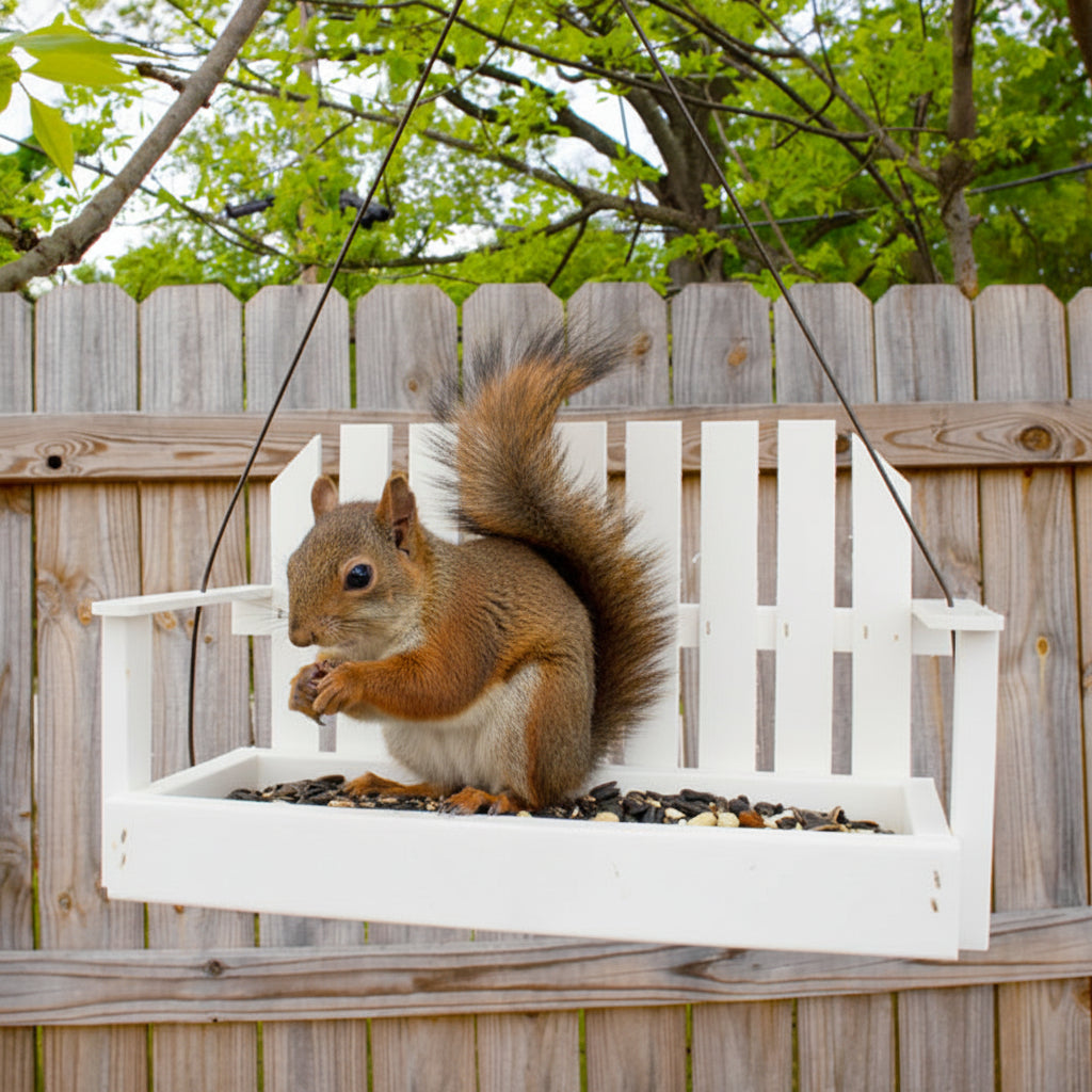 The 'Seeder Seater' Swing Seed Feeder | Prime Retreat Amish-Made Recycled Plastic Platform Feeder