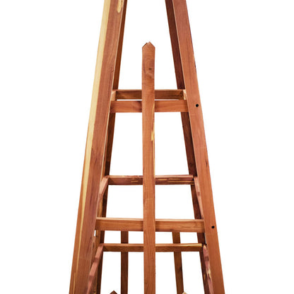 The "Cedar Staple" Pyramid Obelisk | 72" Amish Handcrafted Red Cedar Garden Trellis | Prime Retreat