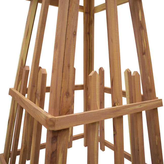 The "Cedar Staple" Pyramid Obelisk | 72" Amish Handcrafted Red Cedar Garden Trellis | Prime Retreat