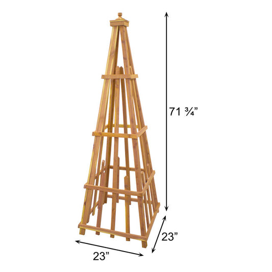 The "Cedar Staple" Pyramid Obelisk | 72" Amish Handcrafted Red Cedar Garden Trellis | Prime Retreat