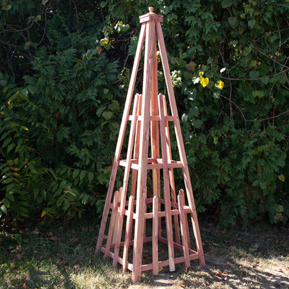 The "Cedar Staple" Pyramid Obelisk | 72" Amish Handcrafted Red Cedar Garden Trellis | Prime Retreat