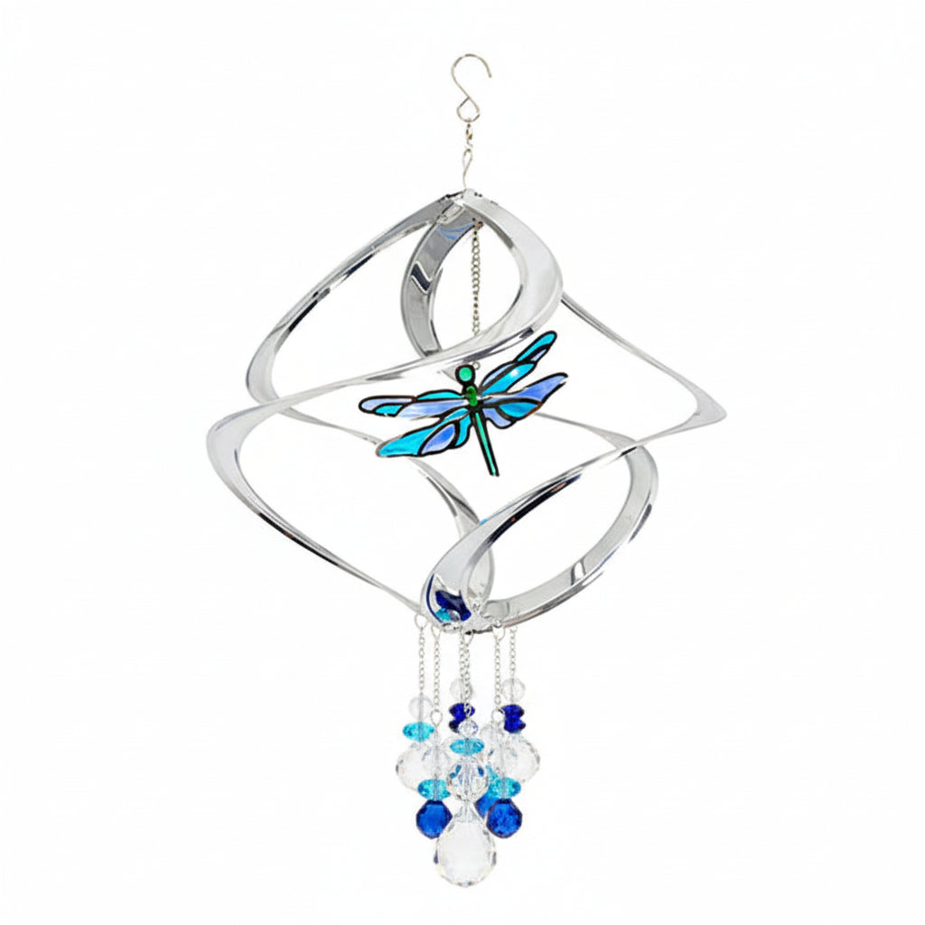 The Dragonfly Vivid Vertex | 16" Stainless Steel Kinetic Wind Spinner | Red Carpet Studios