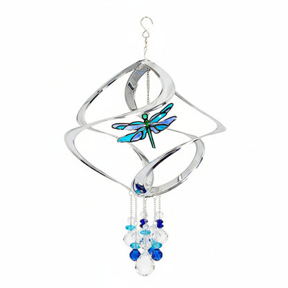 The Dragonfly Vivid Vertex | 16" Stainless Steel Kinetic Wind Spinner | Red Carpet Studios