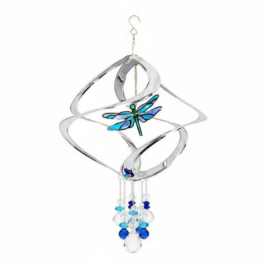 The Dragonfly Vivid Vertex | 16" Stainless Steel Kinetic Wind Spinner | Red Carpet Studios