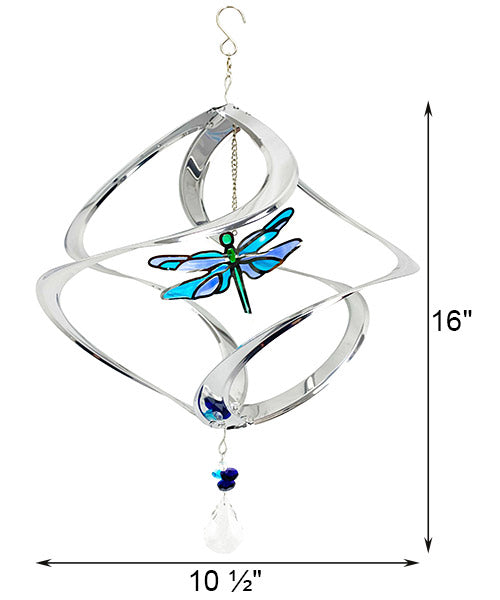 The Dragonfly Vivid Vertex | 16" Stainless Steel Kinetic Wind Spinner | Red Carpet Studios