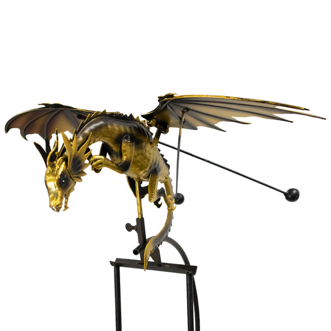 The Aurelian Drake Equilibrium Stanchion | 52" Kinetic Dragon Rocker with Flapping Wings | Red Carpet Studios