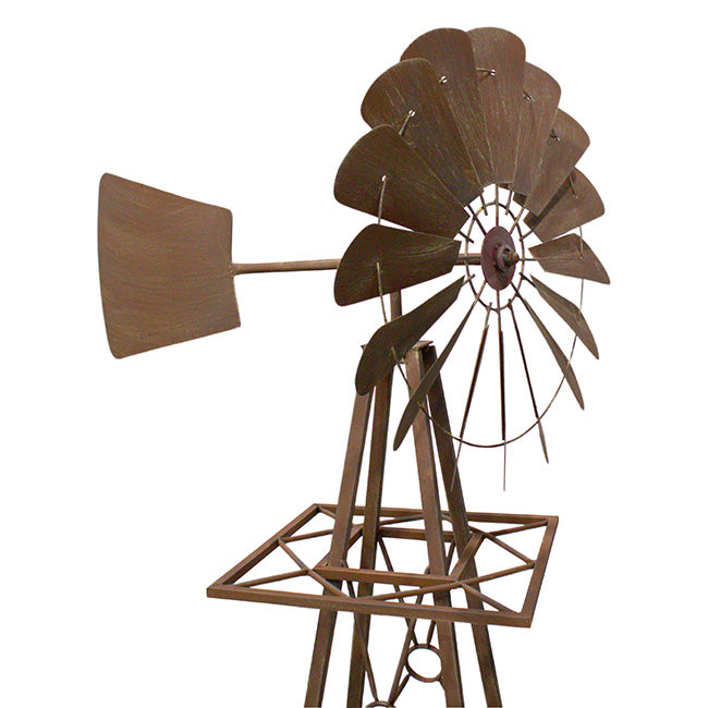 The 'Turbine Trellis' Kinetic Windmill Obelisk | 70" Rustic Metal Garden Windmill Trellis