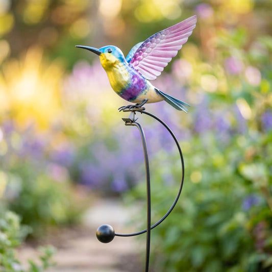 The Woodnymph Equilibrium Stanchion | 43" Kinetic Hummingbird Rocker Stake | Regal Art & Gift
