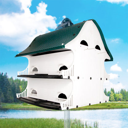 The 'Prairie Lodge' Purple Martin House | S&K American Barn 12-Room Starling-Resistant Pole-Mount Habitat