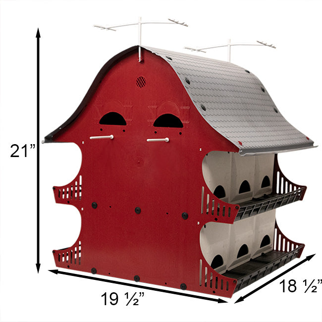 The 'Countryside Condo' Purple Martin House | S&K 16-Room Starling-Resistant Barn-Style Pole-Mount Habitat