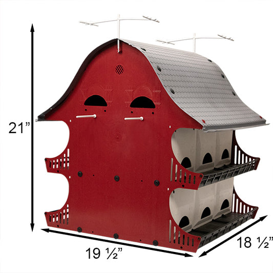 The 'Countryside Condo' Purple Martin House | S&K 16-Room Starling-Resistant Barn-Style Pole-Mount Habitat