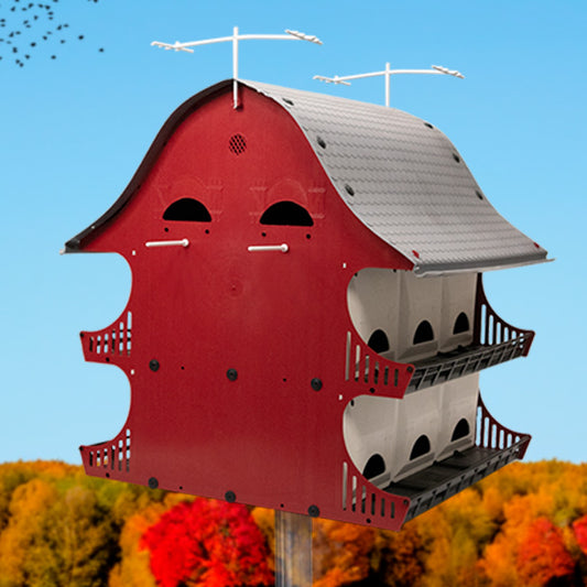 The 'Countryside Condo' Purple Martin House | S&K 16-Room Starling-Resistant Barn-Style Pole-Mount Habitat