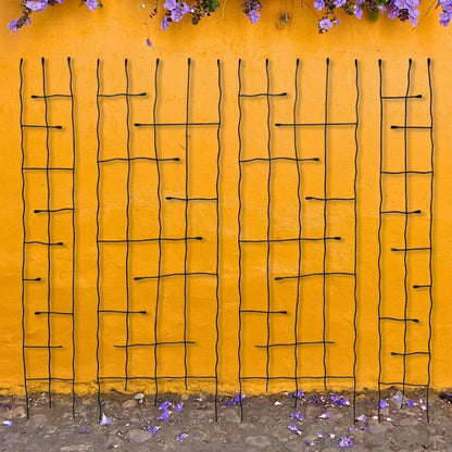 The 'Forged Grove' Twig & Leaf Garden Trellis Collection | Panacea Products 4-Piece Hand-Forged Black Steel Trellis Set