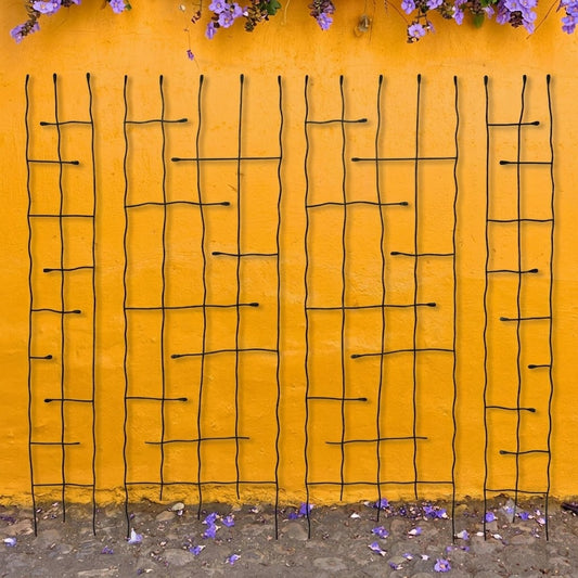 The 'Forged Grove' Twig & Leaf Garden Trellis Collection | Panacea Products 4-Piece Hand-Forged Black Steel Trellis Set