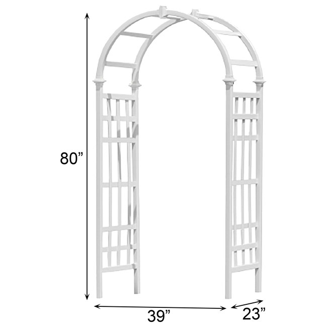 The Corinthian Arched Estate Sanctuary Arbor | 80" White Weather-Proof Vinyl Garden Arch | New England Arbors