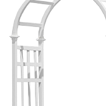 The Corinthian Arched Estate Sanctuary Arbor | 80" White Weather-Proof Vinyl Garden Arch | New England Arbors