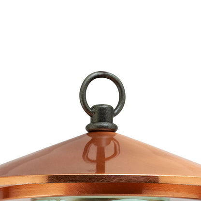 The "Aeon-15" Mid-Century Vitreous & Copper Station | 15 oz. Sage Glass Hummingbird Feeder Hub | Woodlink
