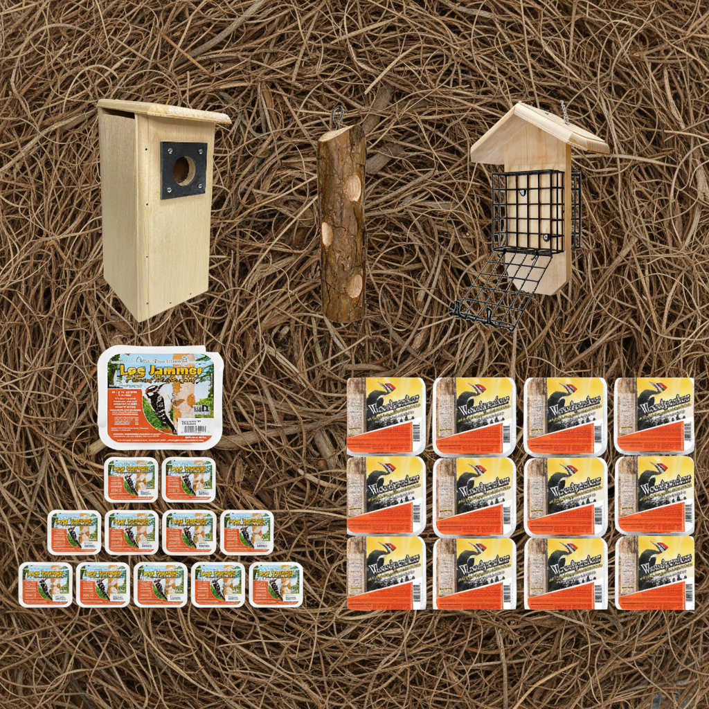 The 'Carpenter's Quarters' Woodpecker Feeding & Nesting Kit
