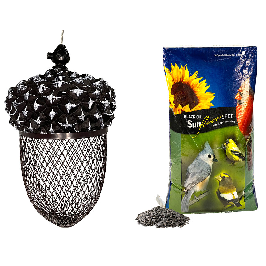 The 'Appetizer Acorn' Artisan Bird Feeder with Bird Food