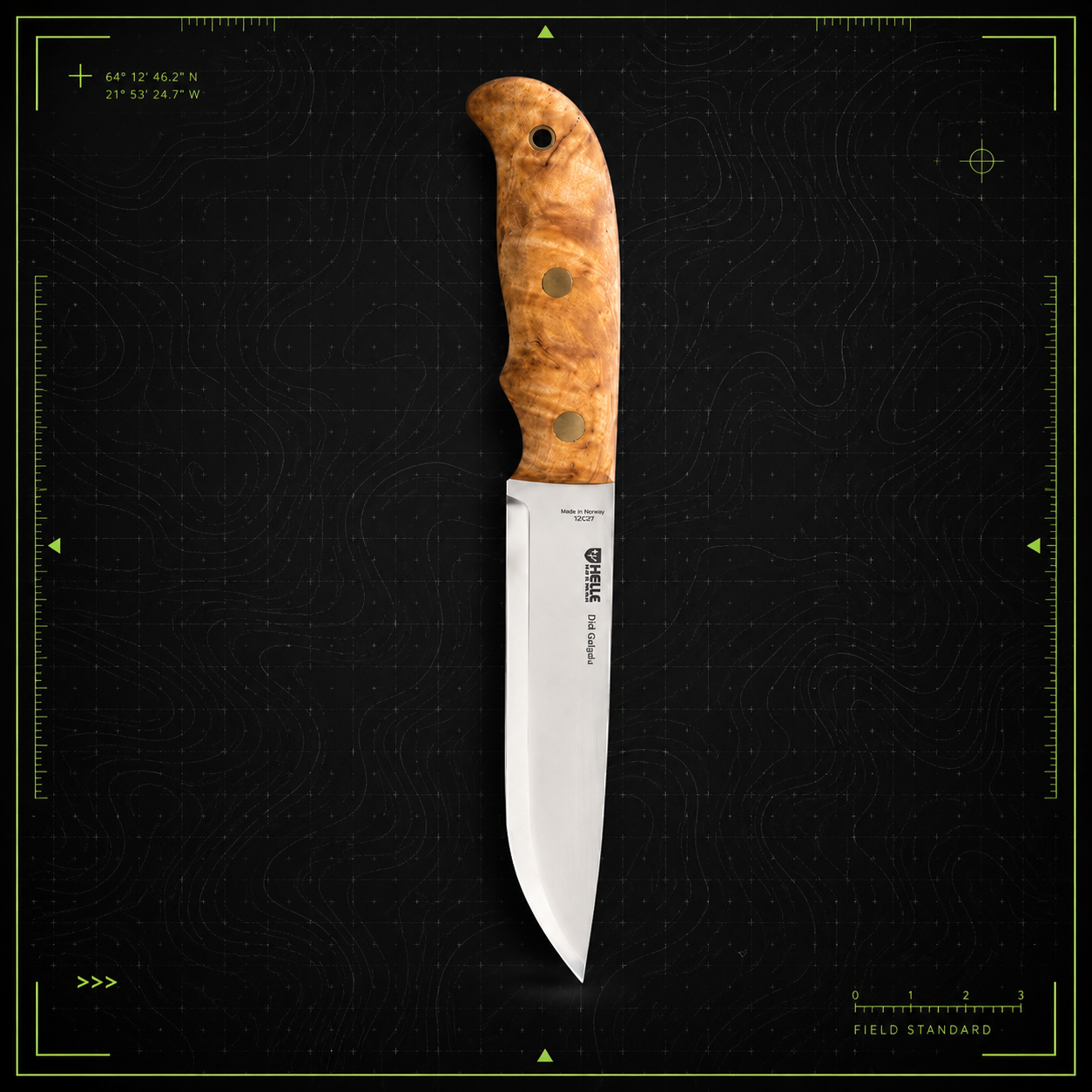Helle Didi Galgalu 14C28N Bushcraft Knife | Curly Birch & Full Tang