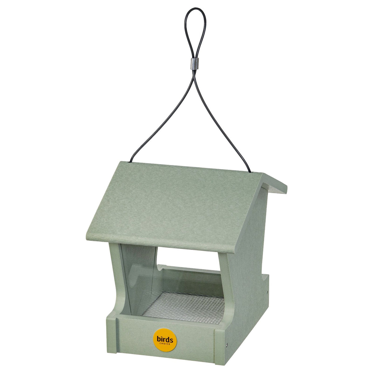 Sage green recycled poly-lumber small hopper bird feeder