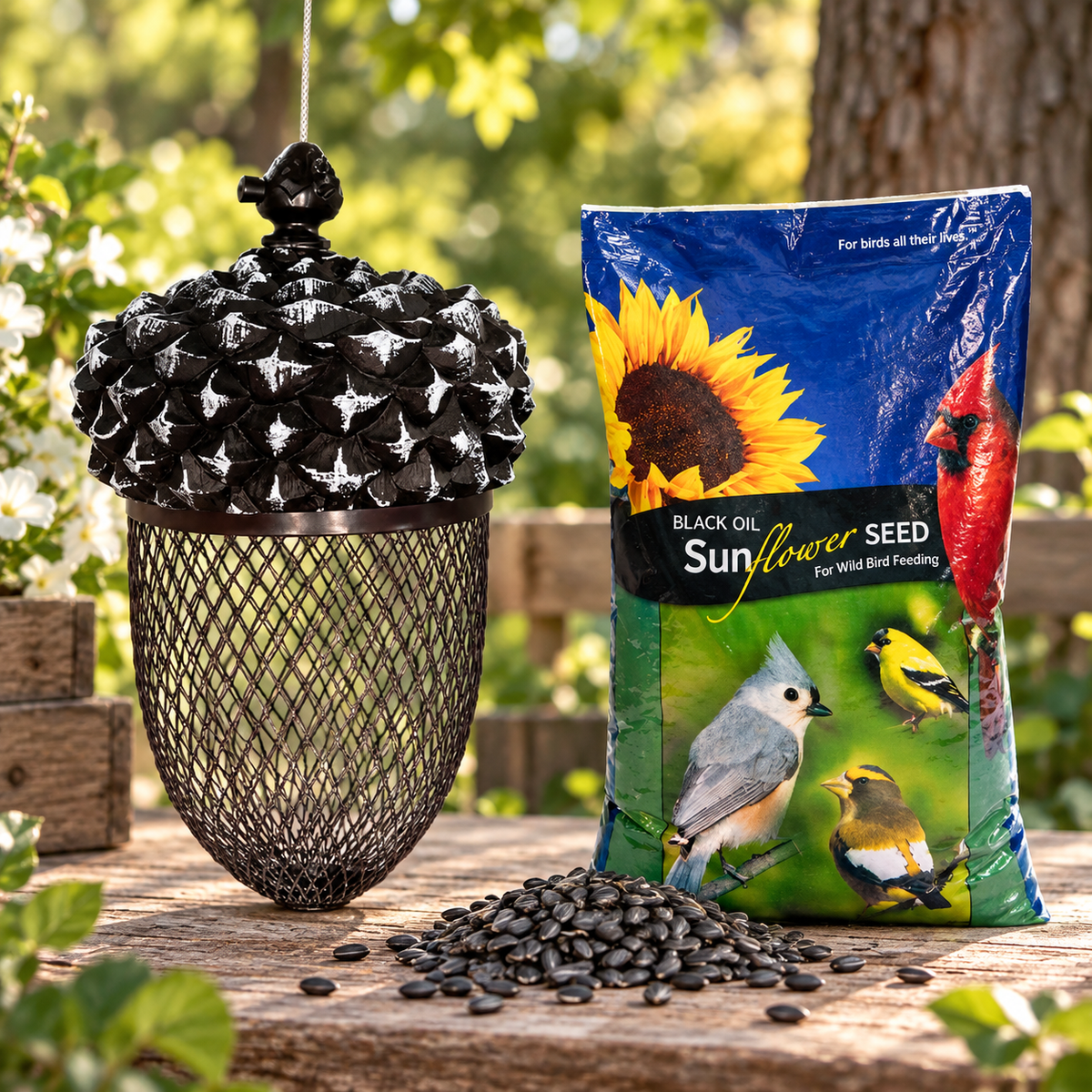The 'Appetizer Acorn' Artisan Bird Feeder with Bird Food