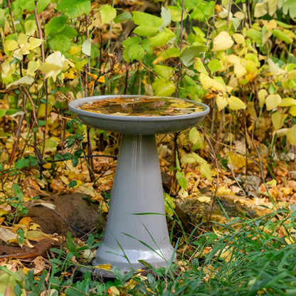 The "Zanesville" Ceramic Bird Bath | 17-Inch Locking Stone Garden Basin | Ohio Stoneware