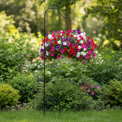 The "Apex-47" Solid-Steel Foundation Hook | 47" Heavy-Duty Forged Garden Shepherd Hook | American GardenWorks