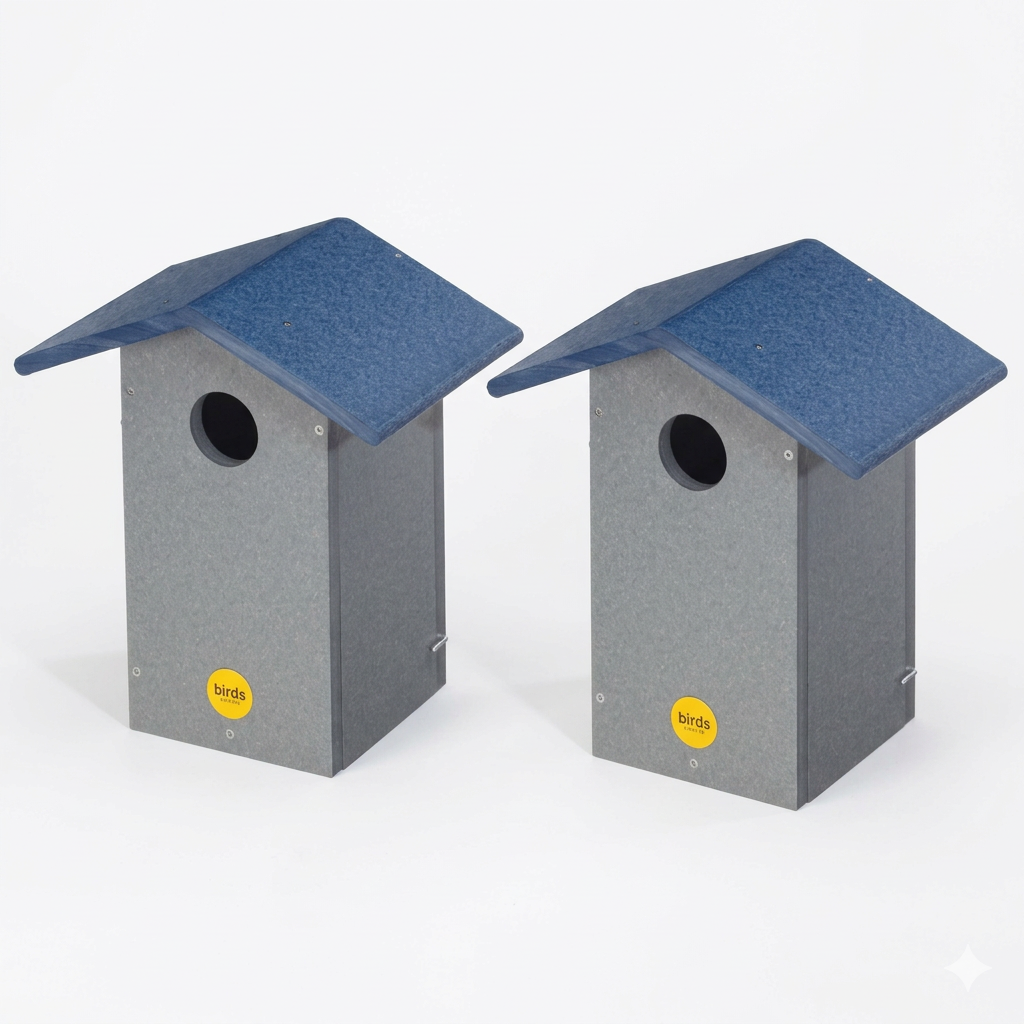 The "Twin-Home" Bluebird House Suite | 2-Pack Recycled Poly Nesting Box | Birds Choice