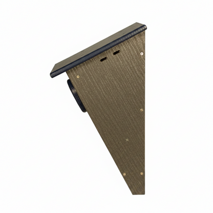Side profile poly-lumber blue & gray Peterson Bluebird house.