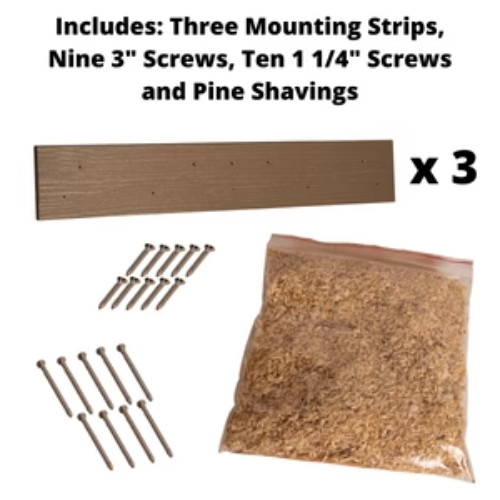 Items and hardware included with JCS Wildlife Barn Owl Nesting Box.