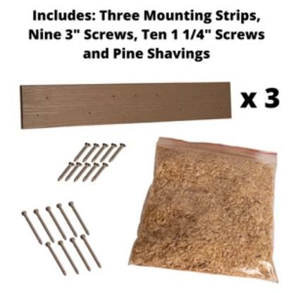 Items and hardware included with JCS Wildlife Barn Owl Nesting Box.