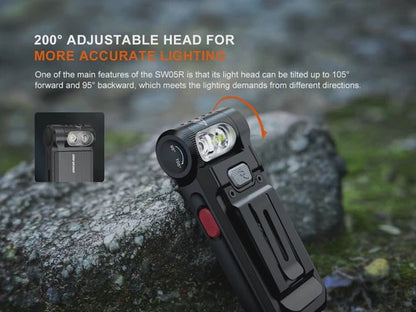 The 'Path-Lighter Duo' Clip-On Swivel Light | Fenix SW05R-RED White & Red Rechargeable Field Light — 2-Pack