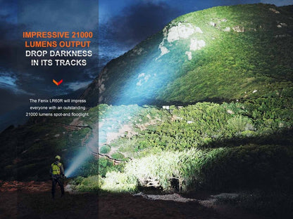 The 'Supernova' Search & Field Flashlight | Fenix LR60R 21,000-Lumen Dual-Mode Rotary Searchlight with OLED Display
