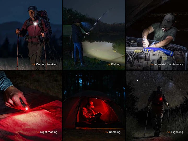 The 'Path-Lighter Duo' Clip-On Swivel Light | Fenix SW05R-RED White & Red Rechargeable Field Light — 2-Pack