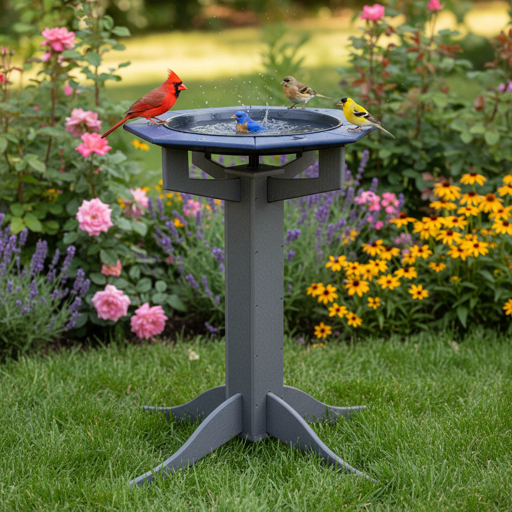The 'Aqua-gon' Pedestal Bird Bath | 33-Inch Poly Bird Waterer