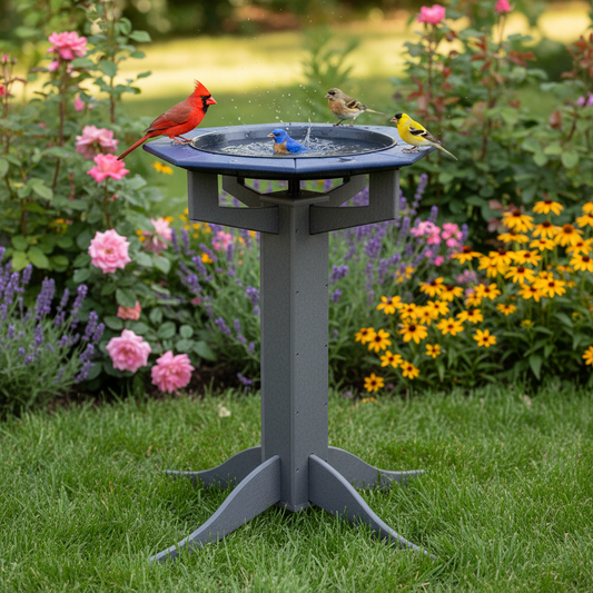 The 'Aqua-gon' Pedestal Bird Bath | 33-Inch Poly Bird Waterer