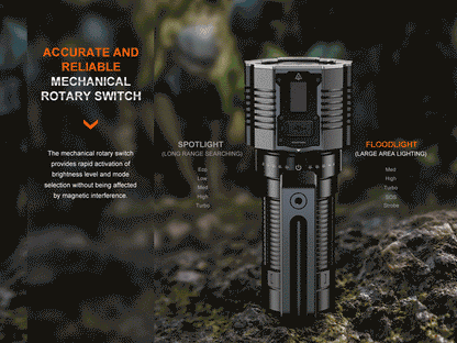 The 'Supernova' Search & Field Flashlight | Fenix LR60R 21,000-Lumen Dual-Mode Rotary Searchlight with OLED Display