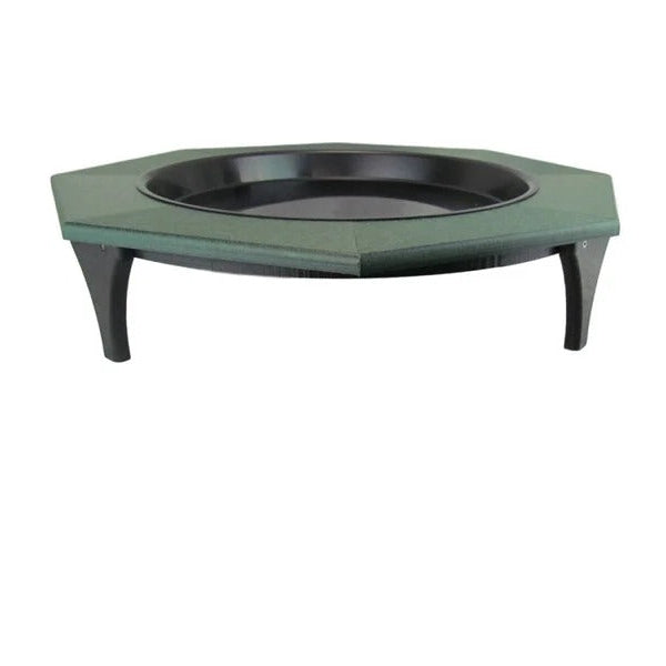 Side view Aqua-gon green recycled poly-lumber bird bath.