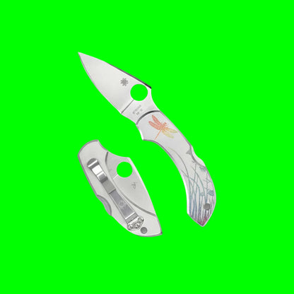 Spyderco Dragonfly™ Stainless Tattoo Folding Knife | C28PT | VG-10 | Poly-Chromatic Dragonfly Etching