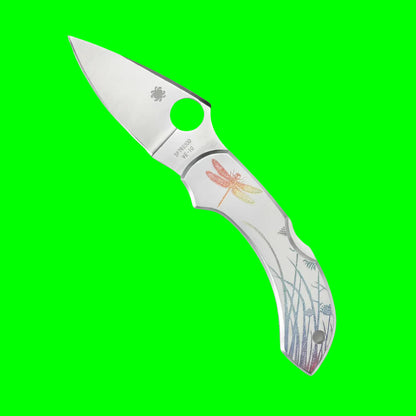 Spyderco Dragonfly™ Stainless Tattoo Folding Knife | C28PT | VG-10 | Poly-Chromatic Dragonfly Etching
