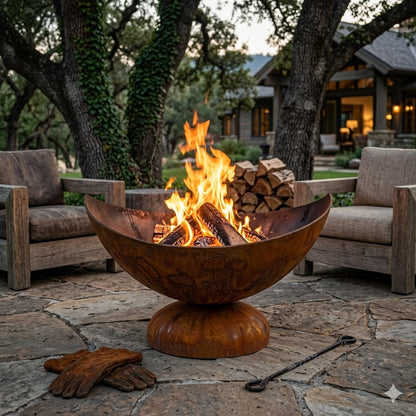 The Lunar Lantern Monolith Fire Bowl | Hand-Forged American Carbon Steel Fire Pit | Ohio Flame