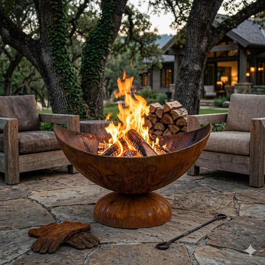 The Lunar Lantern Monolith Fire Bowl | Hand-Forged American Carbon Steel Fire Pit | Ohio Flame