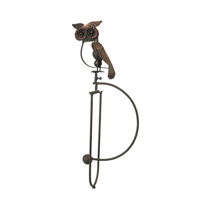 The Midnight Sentinel | 55" Kinetic Owl Rocker Wind Sculpture | Esschert Design