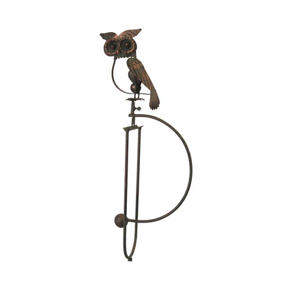 The Midnight Sentinel | 55" Kinetic Owl Rocker Wind Sculpture | Esschert Design