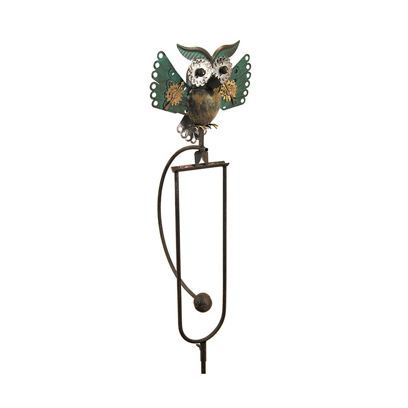 The Midnight Aeronaut | 53" Kinetic Owl-in-Flight Wind Sculpture | Esschert Design