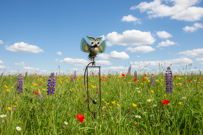 The Midnight Aeronaut | 53" Kinetic Owl-in-Flight Wind Sculpture | Esschert Design
