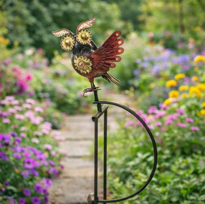 The Mechanical Sentinel | 55" Steampunk Kinetic Alert Owl Rocker | Esschert Design